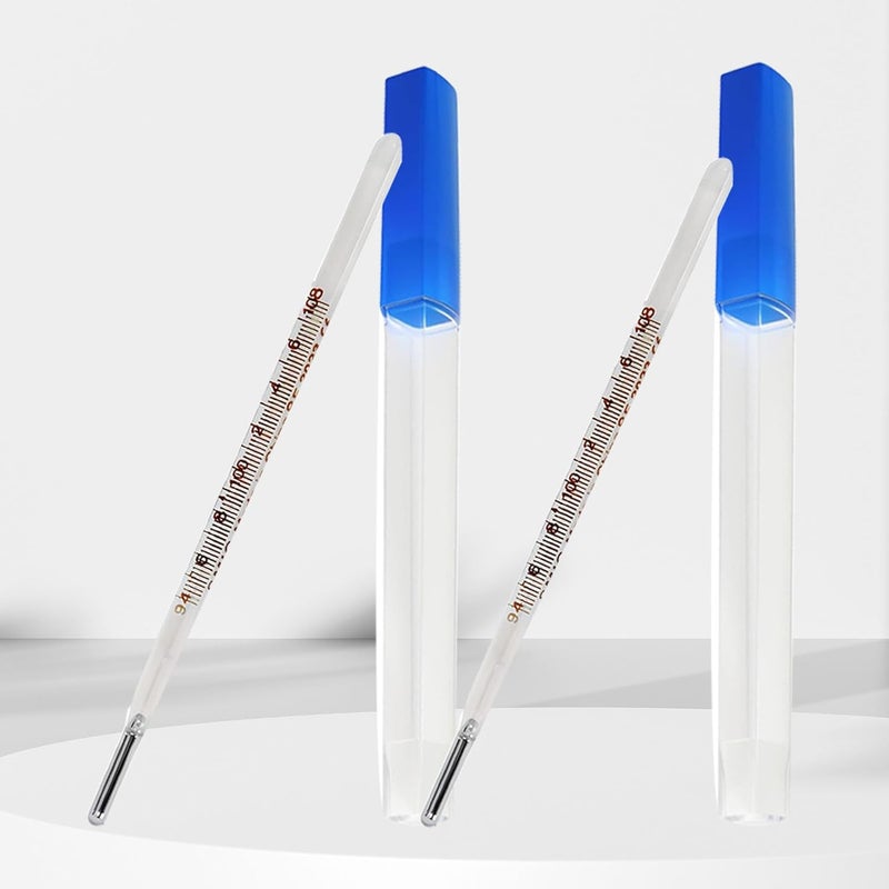 AiBi TECH ℉ Oral Thermometer for Adults and Kids 2PCS - Glass Thermometer for Rectal Temperature - Accurate Easy Reading - - Image 1
